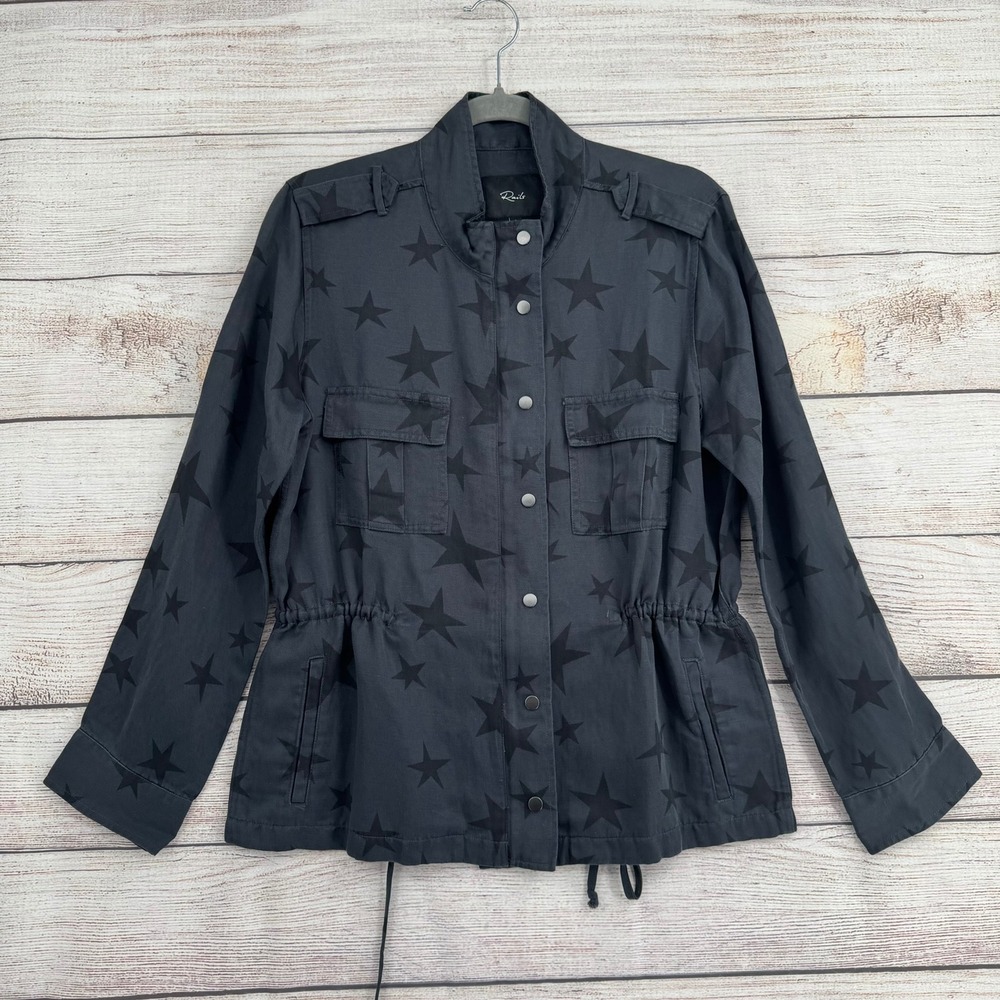 Rails Trey Jacket Women Small Charcoal Gray Oversized Star Utility Military Coat